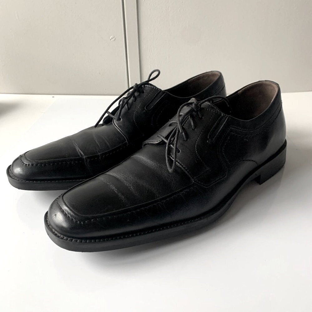 Johnston & Murphy‎ Shuler Oxford Black Leather Dress Shoes Men's Sz 10.5 Lace-up
